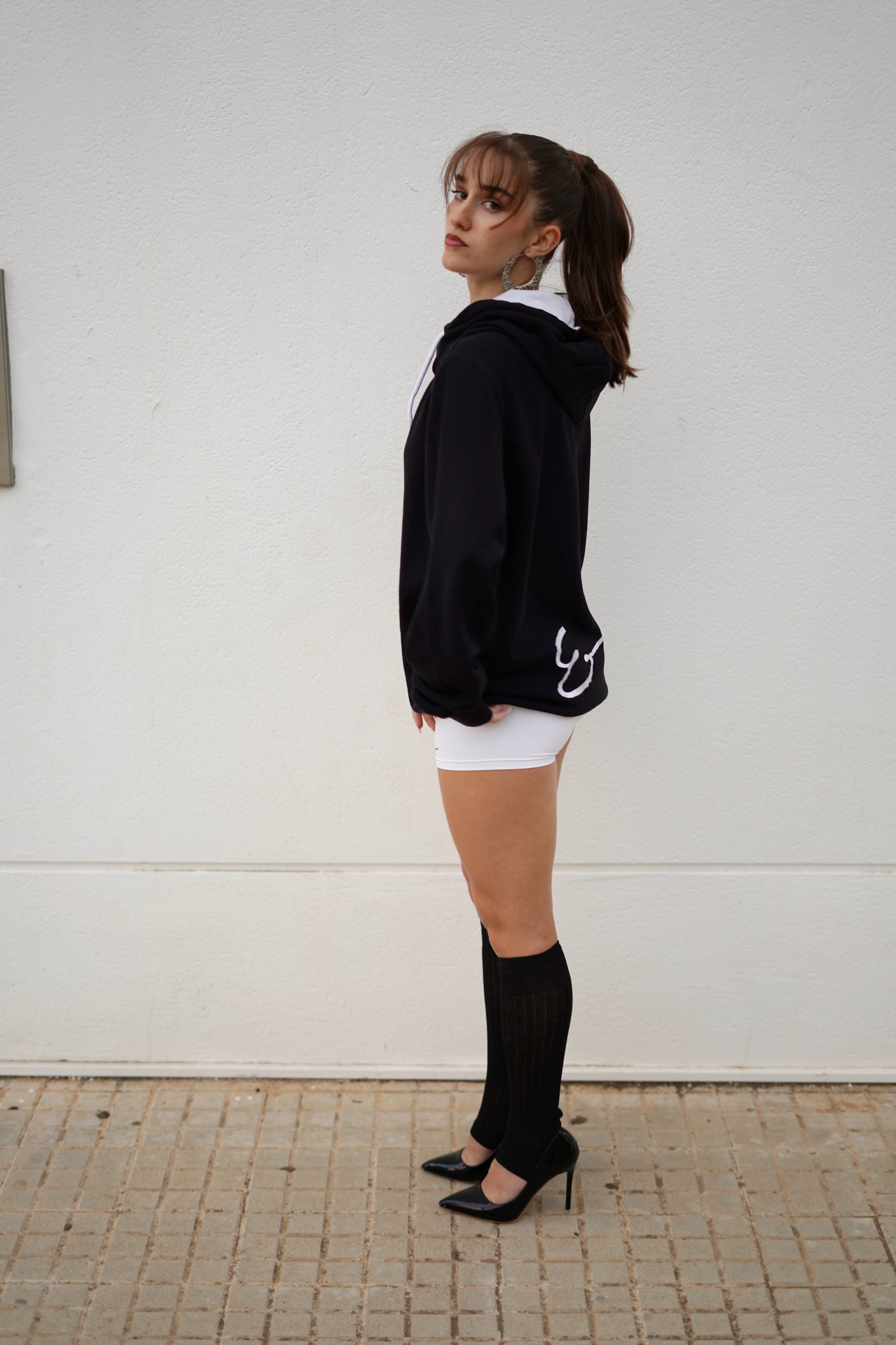 Culotte lycra blanco liso modelo vista lateral