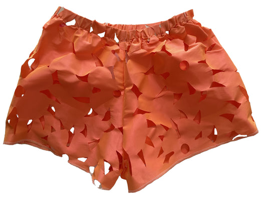 Short naranja de tafetán troquelado - vista frontal