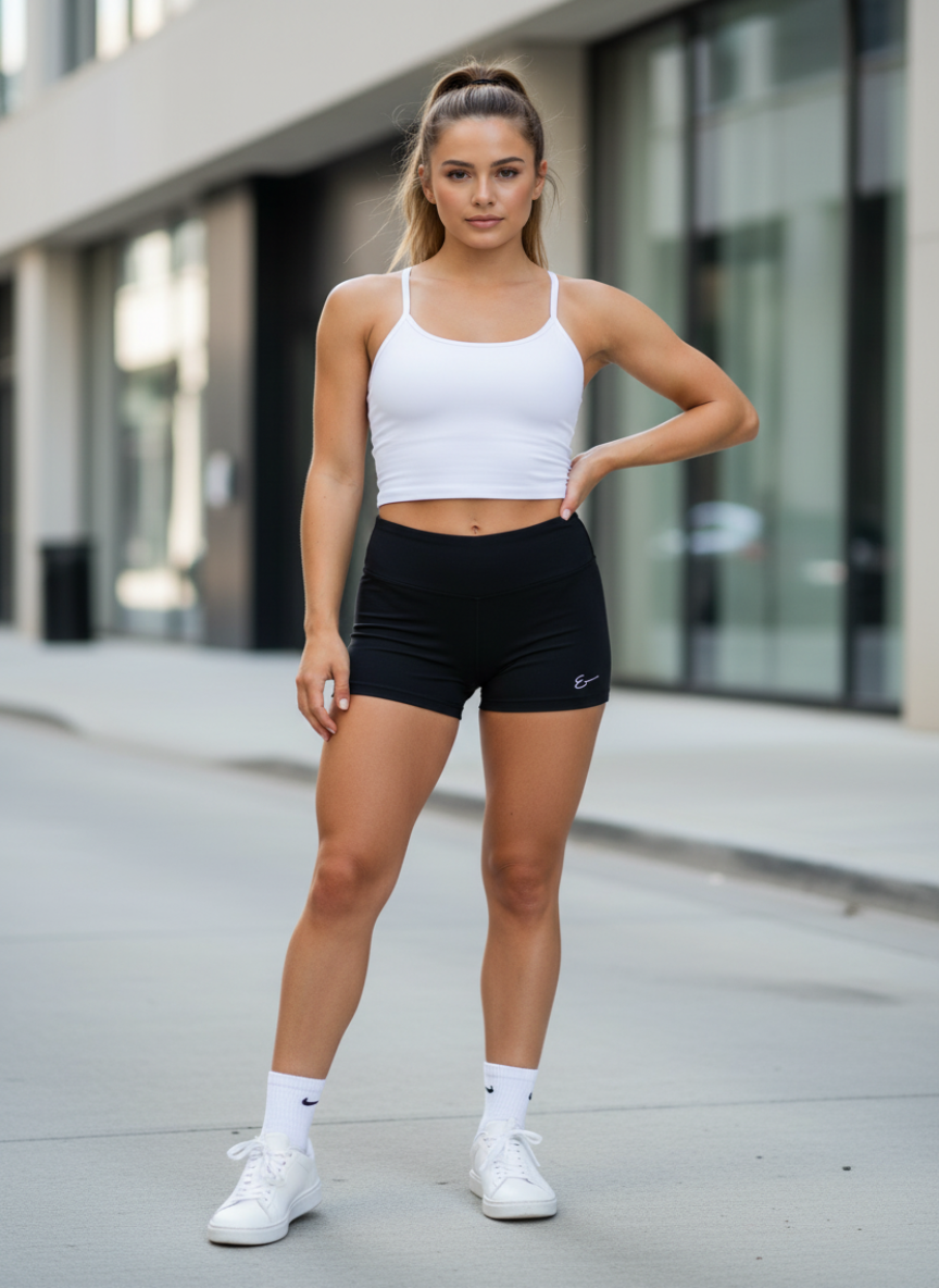 Chica en la calle con short negro EvVi 864x1184