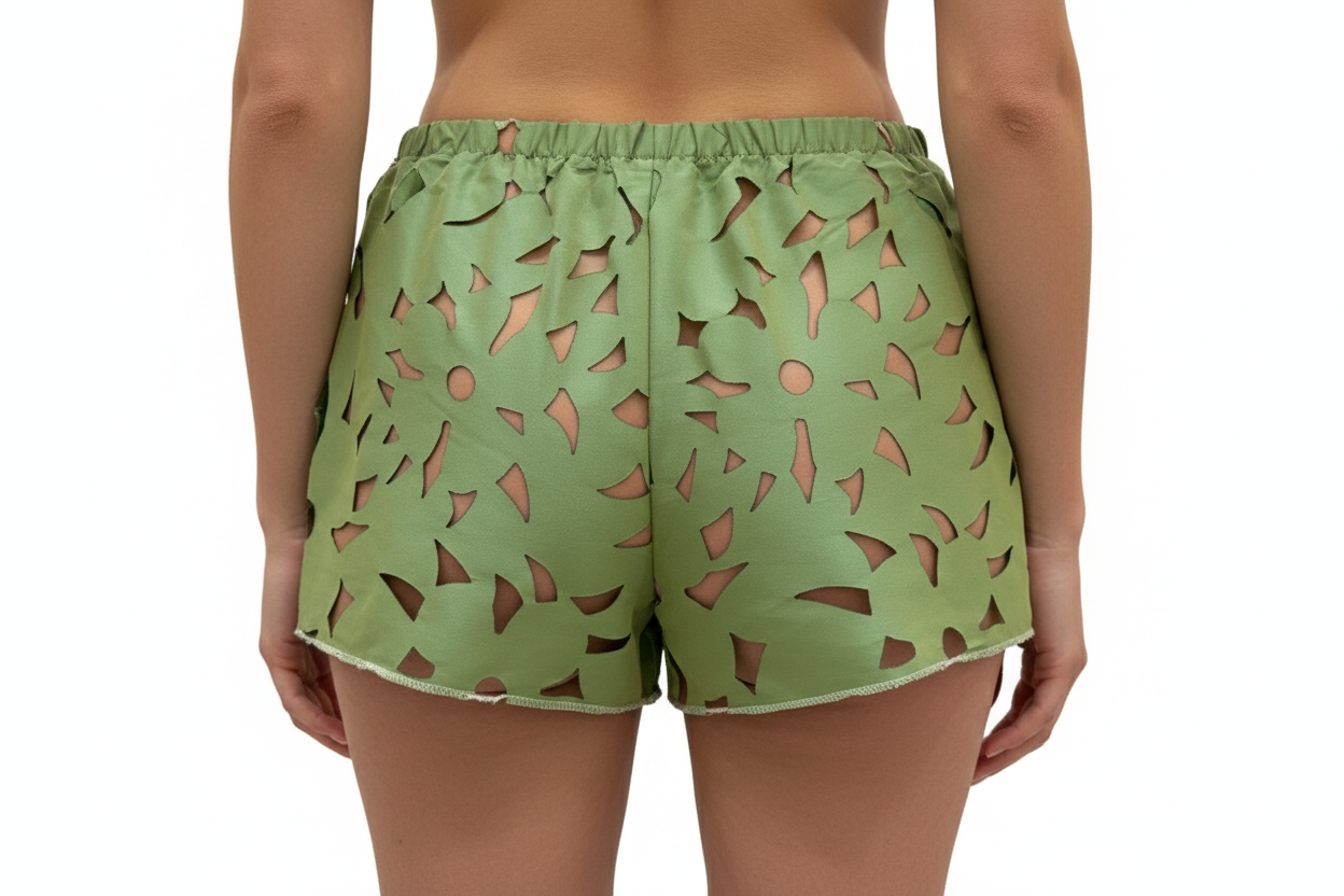 Short verde transparente para heels vista trasera Evvi