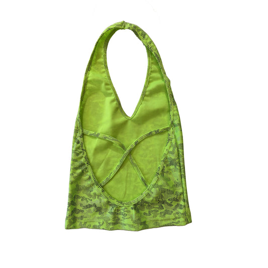 Tank top espalda cruzada lycra camuflaje verde pistacho para danza vista trasera